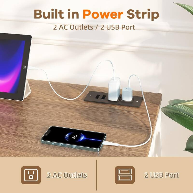 66" Farmhouse TV Stands, Entertainment Center with Open Storage, Power Outlets - N/A