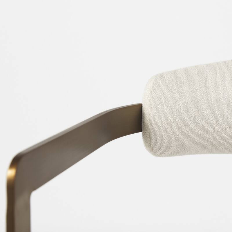 Modern White Upholstered Dining Armchair Chair with Golden Iron Legs and Open Back for Living Room - 30" H x 21" W x 20" D