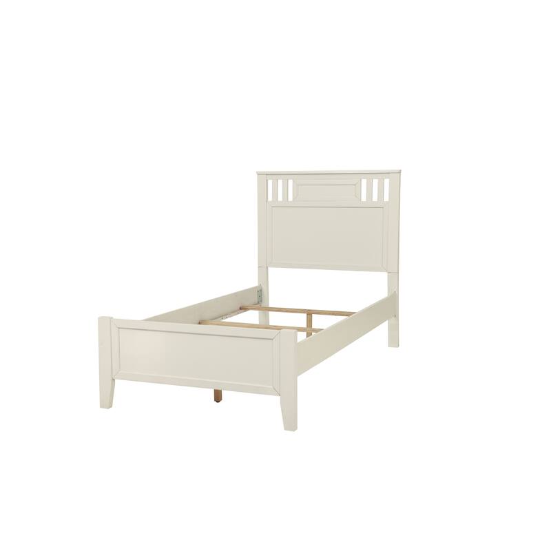 Full Size Bed with Unique Design Headboard, White Finish, Contemporary Style