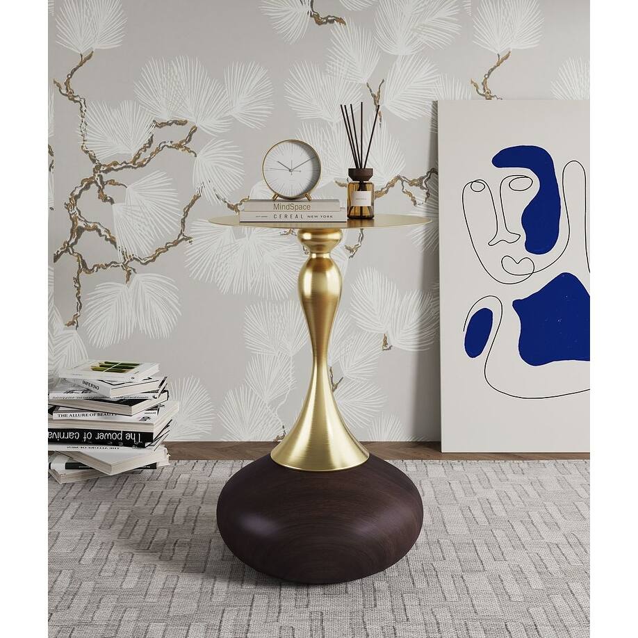 Manhattan Comfort Modern Patchin Gold Tabletop End Table