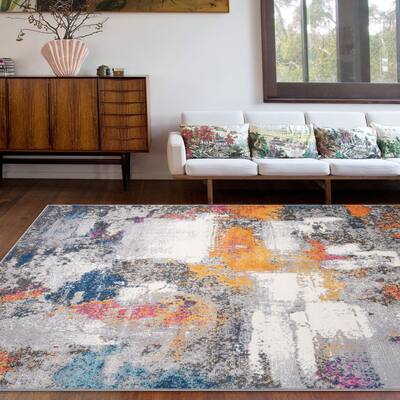 World Rug Gallery Contemporary Abstract Splashcolor Area Rug