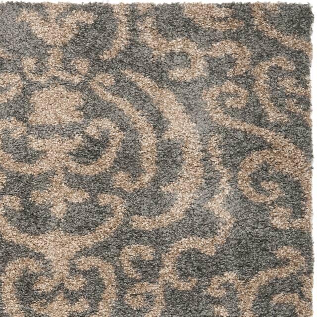 SAFAVIEH Florida Shag Honey Ornate Damask 1.2-inch Thick Rug