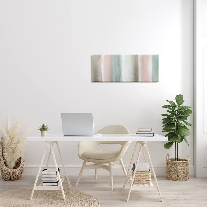 Stupell Blurred Striped Shape Abstraction Soft Pastel Pink Green Canvas Wall Art - Multi-Color