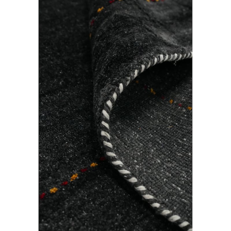 Hand Knotted Oriental 100% Wool Carpet Tribal Animal Pictorial Greys & Charcoal Gabbeh Area Rug - 8' 0'' X 7' 11''