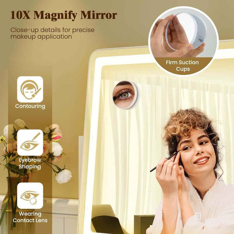 Costway 32" x 22" Large Makeup Mirror with Lights 10X Magnify Mirror - See Details