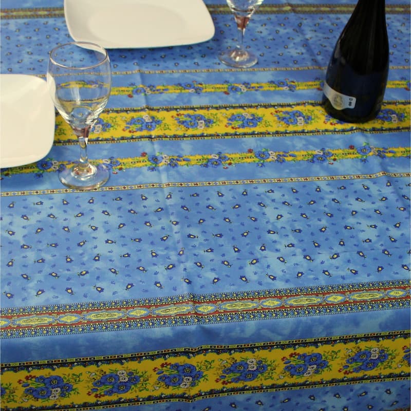 Wipeable Spill Resistant Provencal Cotton Cannes Collection Tablecloth