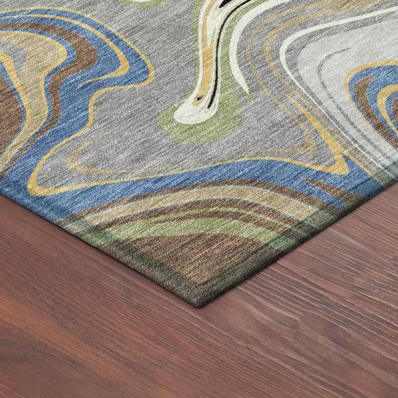 Machine Washable Indoor/ Outdoor Contemproary Fusion Chantille Rug