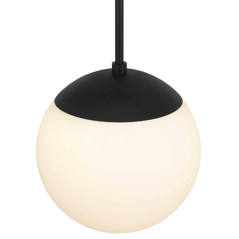 10 inch Diameter Etched White Glass Globe Integrated LED Pendant - Black