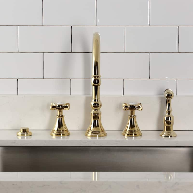 Kingston Brass Essex Double-Handle Wall-Mount Pre-Rinse Bridge Kitchen Faucet