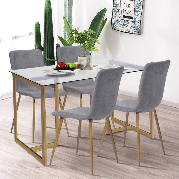 slide 2 of 54, Carson Carrington Upholstered Dining Chair Golden Leg (Set of 4)