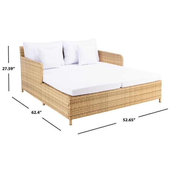 SAFAVIEH Outdoor Cadeo Wicker Daybed with Pillows and Cushions