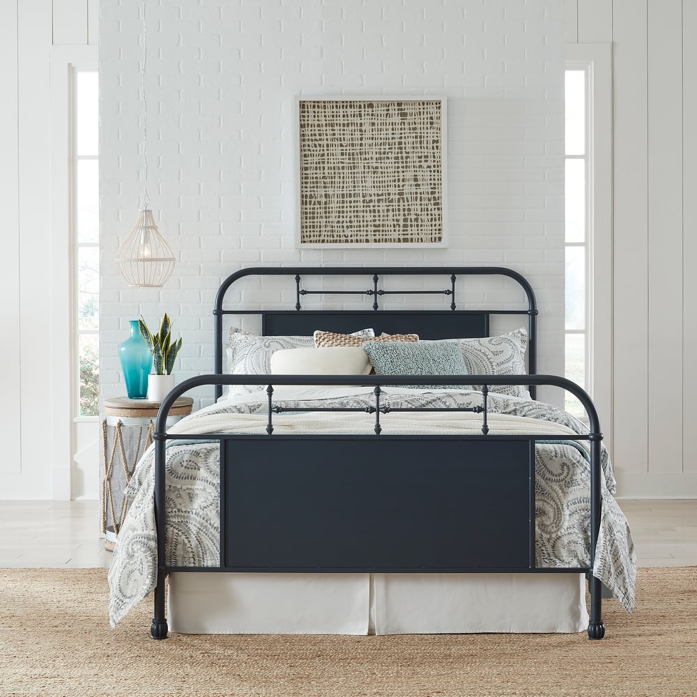 Vintage Series Distressed Metal King Metal Bed