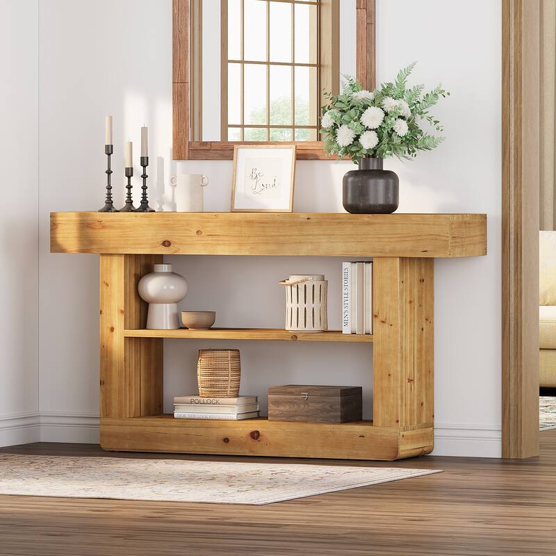 63-Inch Solid Wood Console Table for Entryway