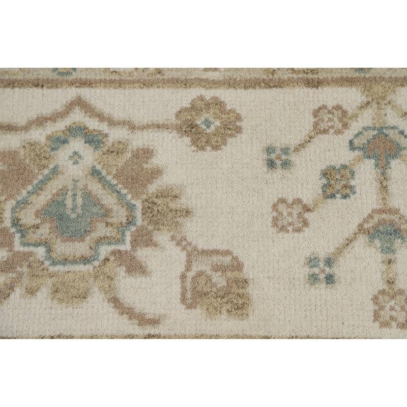Floral Oushak Indian Area Rug Hand-Knotted Blue Wool Carpet - 8'2" x 10'0"