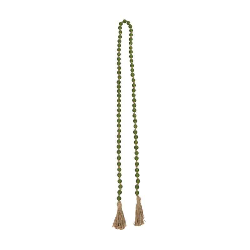 Glass Handmade Round Long Frosted Beaded Garland with Tassel with Knotted Brown Jute - Various Colors - Roche River Decor
