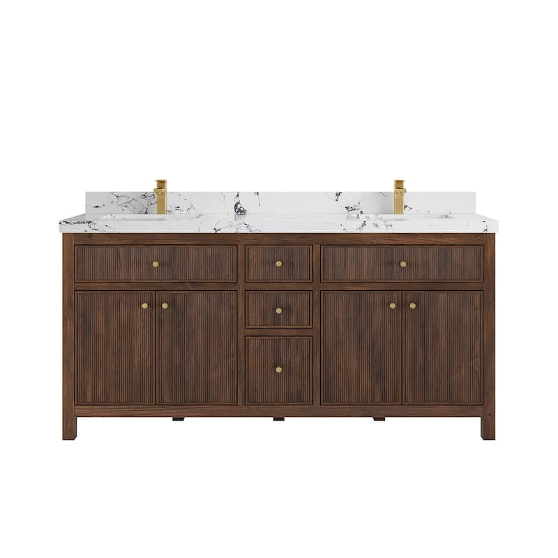Willow Collections 72 in. W x 22 in. D Sonoma Teak Double Sink Bathroom Vanity with Countertop