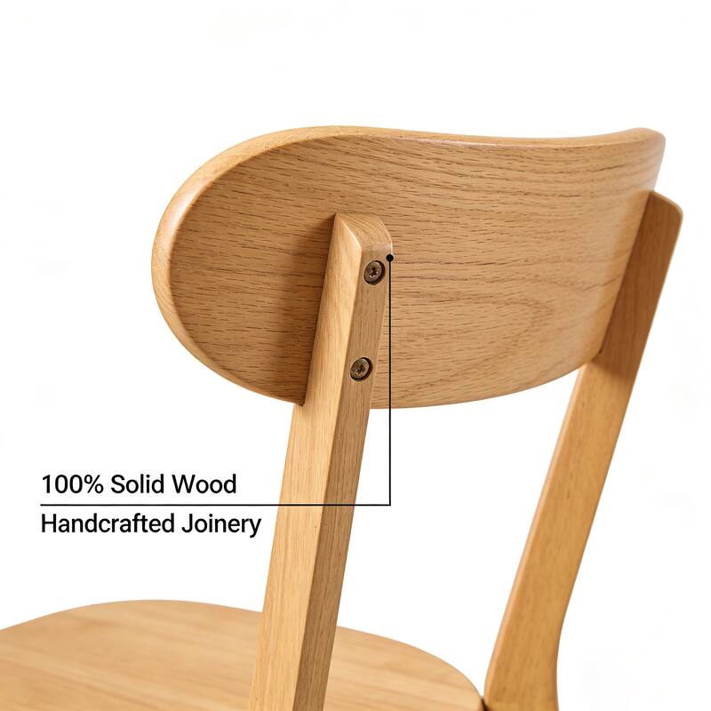 100% Solid Wood Dining Chairs Set of 2, Mid Century Modern Dining Chairs with Curved Backrest, for Dining Room