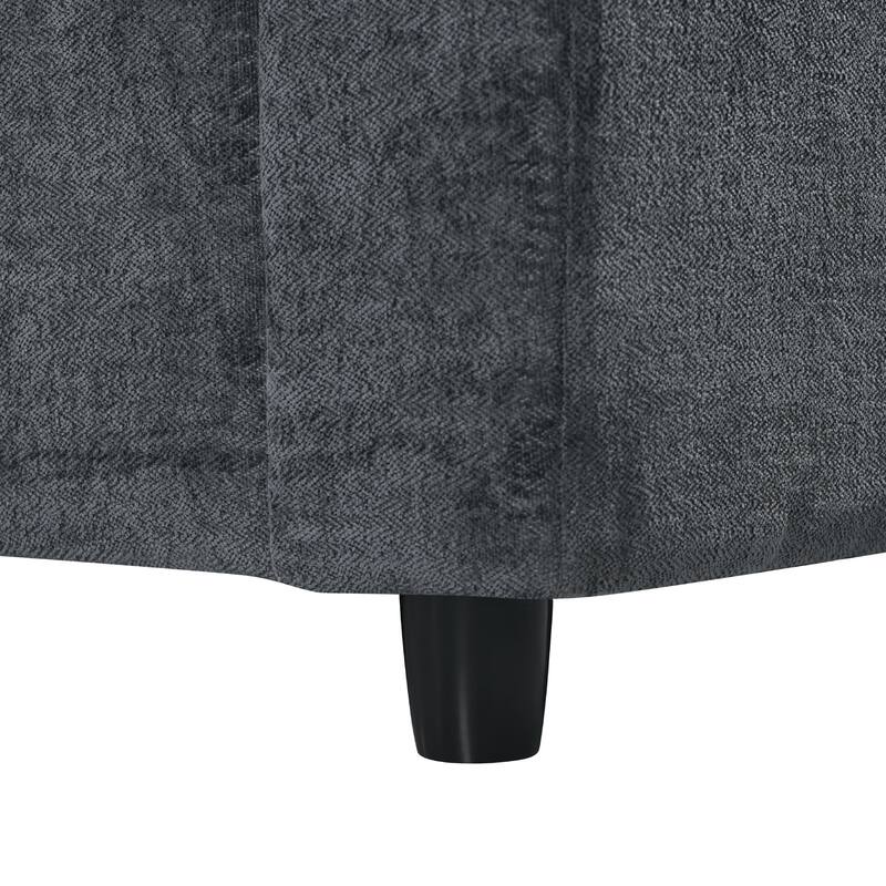 U-Shape Sectional Sofa Upholstered Couch with Removable Cushions and Solid Wood Frame, Modular Sofa 2 with Movable Ottoman