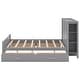 preview thumbnail 11 of 9, Gray Full Size Platform Panel Bed with 4 Drawers Platform Wood Slat Bookcase Storage Bed, Grounded Low Bed, No Box Spring Need