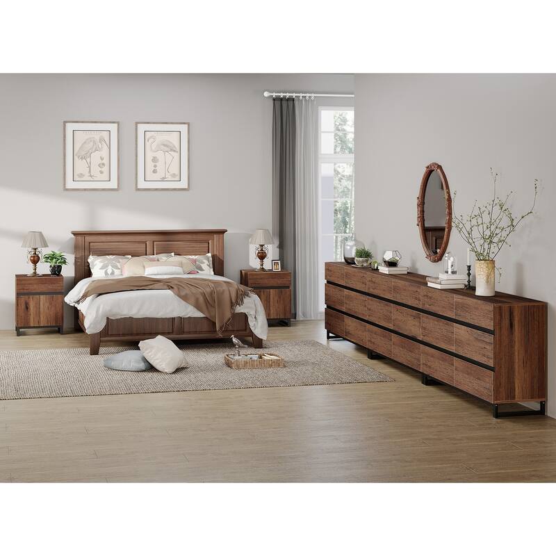3-Piece Dresser And Nightstand Set,Dresser With 18 Drawers, 2 Nightstand for Bedroom, Bedroom Furniture Set