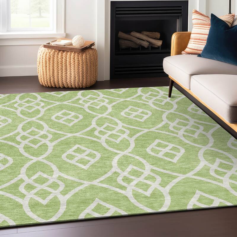 Machine Washable Indoor/ Outdoor Chantille Modern Trellis Rug