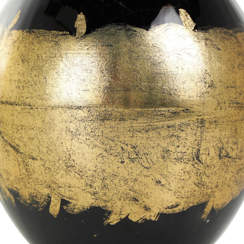 Metal Abstract Decorative Vase with Gold Detailing - Black - Roche River Decor