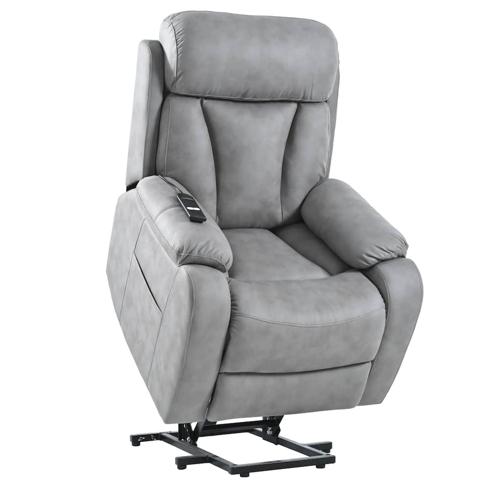 Small Power Lift Recliner Chair, Fabric Upholstered Heavy Duty Electric Recliner, Lounge Sofa Chair with Side Pocket