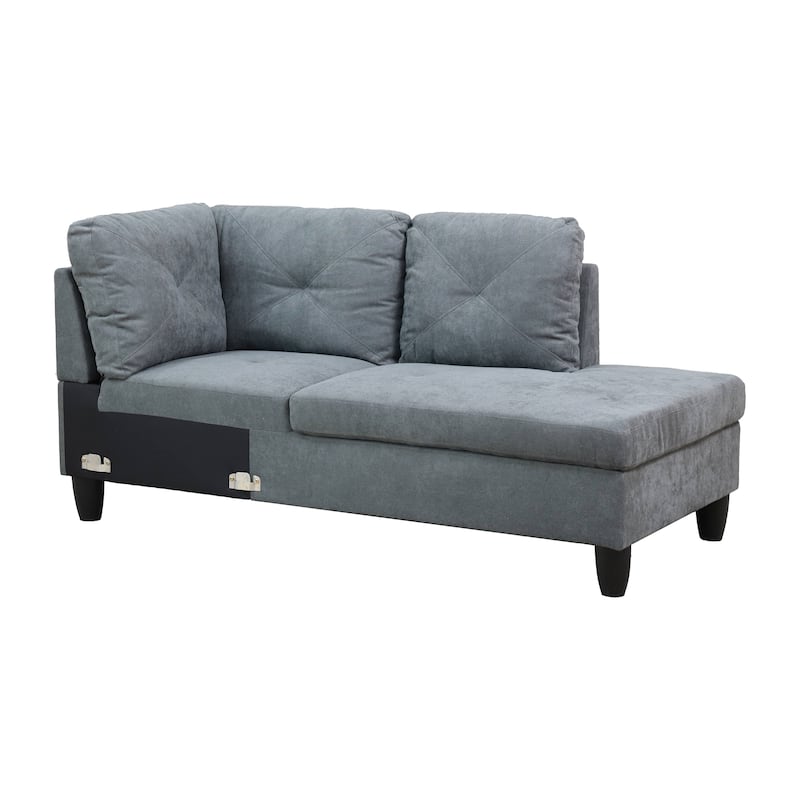 Dark Grey Flannelette 3-Piece Living Room Sofa Set