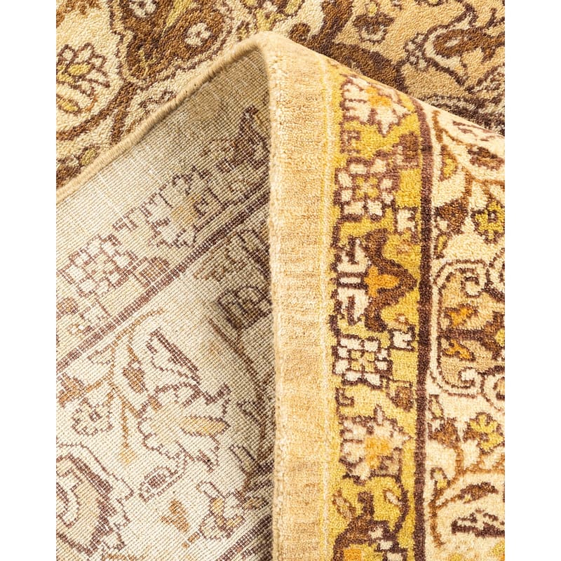 Overton Handknotted Wool Traditional Oriental Yellow Area Rug - 5' x 8'