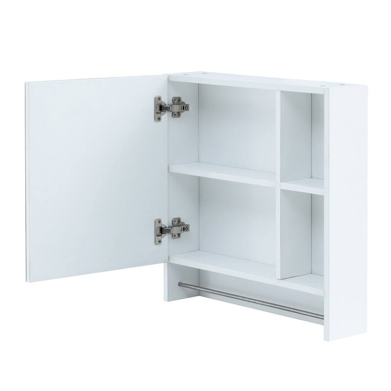 Wall-Mounted Bathroom Mirror Cabinet with Shelves, Towel Rack, and Storage Compartments，Over the Toilet Medicine Cabinet