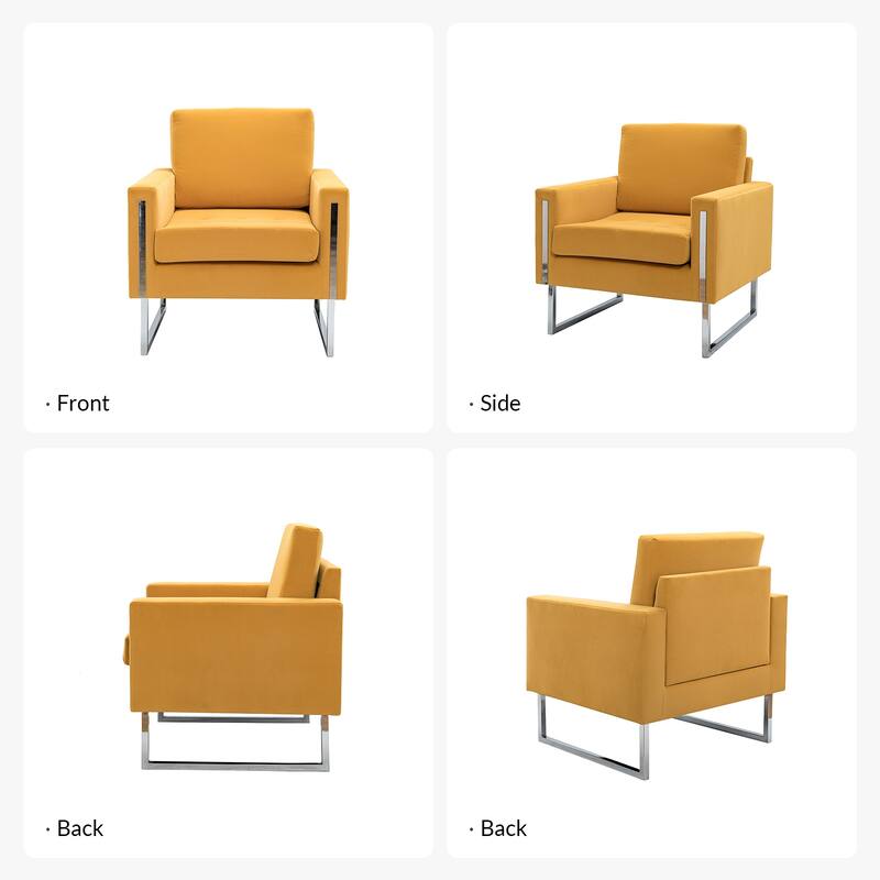 Elastus Modern Velvet Club Chair with Chic Metal Legs Set of 2 by HULALA HOME