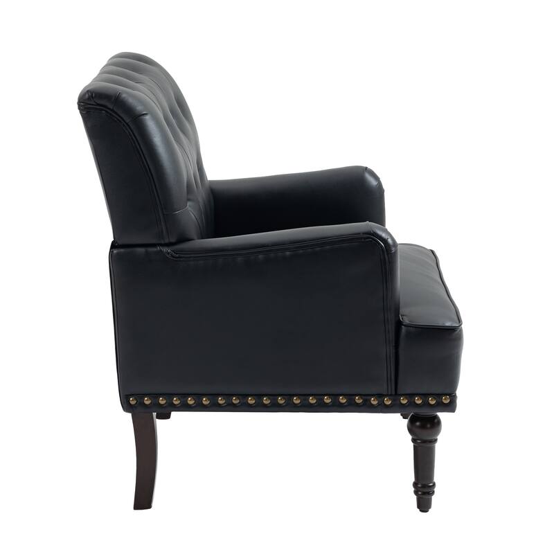 Tufted Vegan Leather Accent Chairs Armchairs with Nailhead Trim