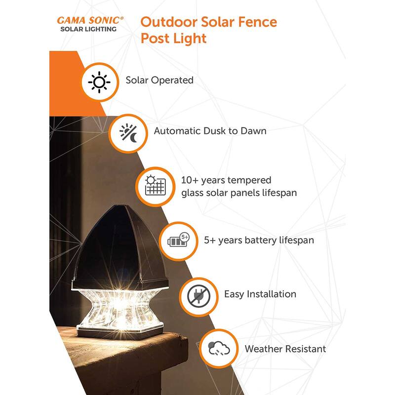 Gothic Solar LED Deck Post Cap Light with 2 Color Options (2-Pack)-DISCONTINUED