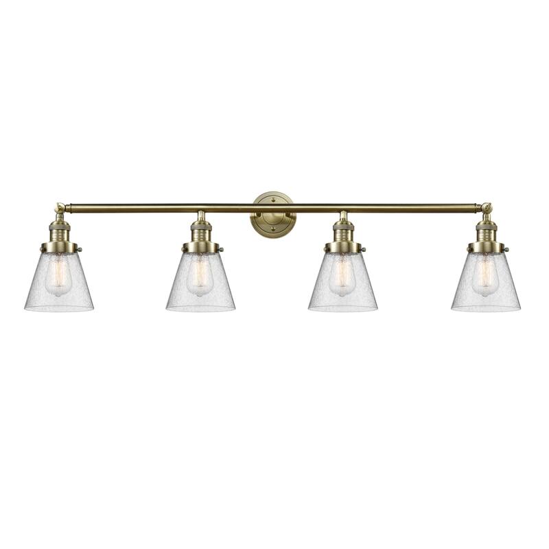 Innovations Lighting 215-10-43 Cone Vanity Cone 4 Light 43" Wide - Antique Brass / Seedy