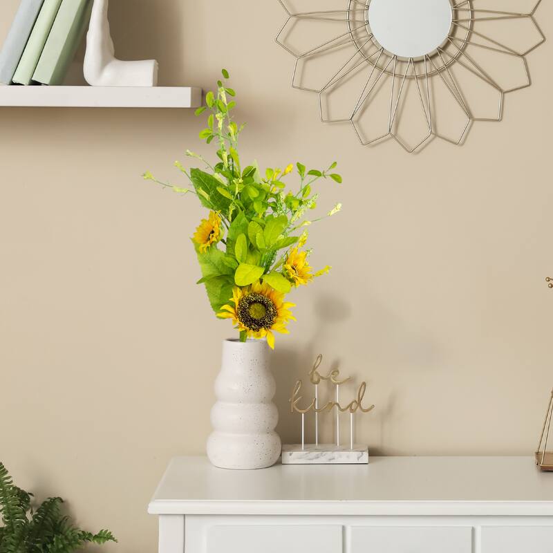 Sunflower and Wildflower Artificial Floral Silk Spray - 33" - Yellow