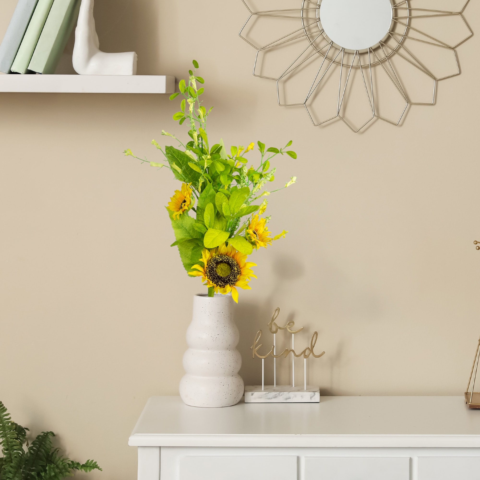 Sunflower and Wildflower Artificial Floral Silk Spray - 33" - Yellow