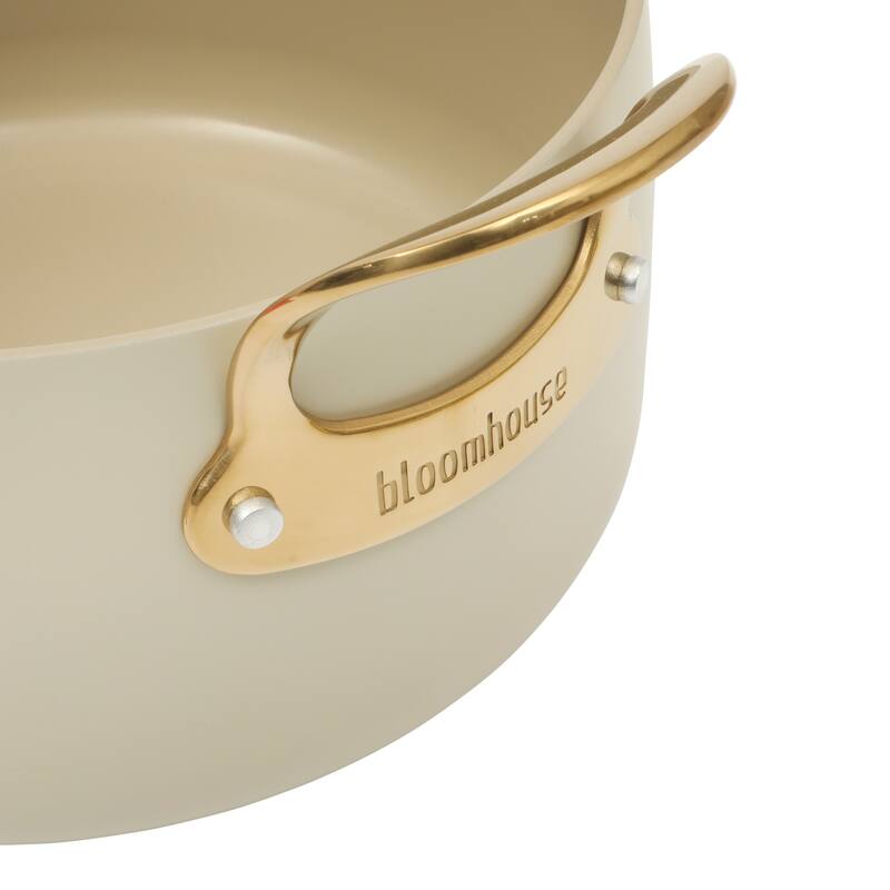 Bloomhouse 8 Piece Pots and Pans Heavy Duty Aluminum Premium PFA Free Ceramic Nonstick - Almond Cream