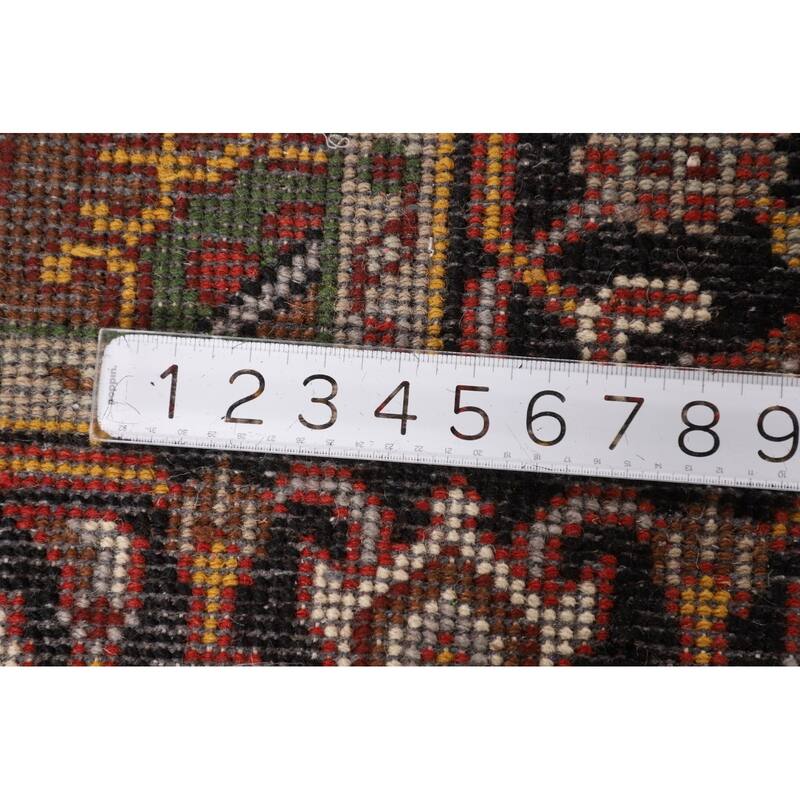 Orange Geometric Heriz Serapi Indian Rug Hand-Knotted Wool Carpet - 4'1" x 5'11"