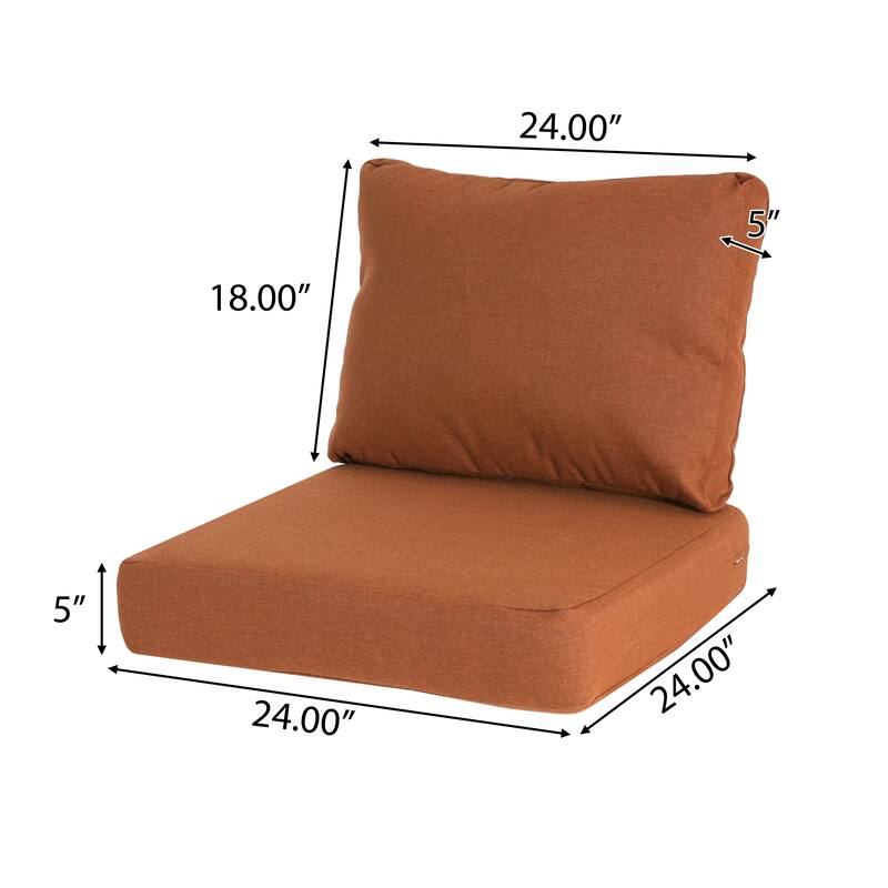 Roomfitters Noah Outdoor Club Chair Cushion Set with 5 Inch Thick Padding, Water Repellent Fabric