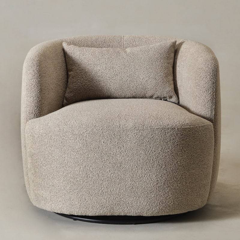 KINWELL 34" Sherpa Swivel Accent Chair Boucle Upholstered Armchair