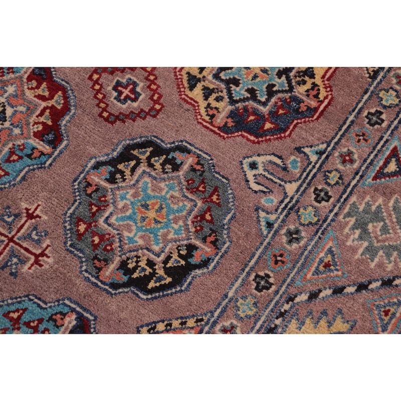 Bohemian Kazak Carl Light Purple/Light Purple Wool Rug - 3'4'' x 5'0''