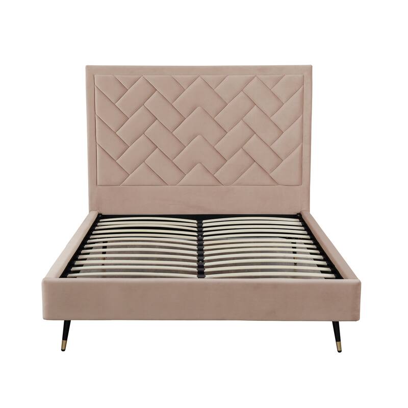 Manhattan Comfort Crosby Velvet Upholstered Bed