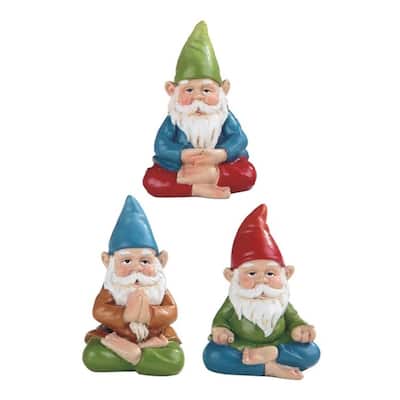Q-Max 3-Piece Miniature Yoga Garden Gnome Figurine Set 2.25"H Fantasy Decoration