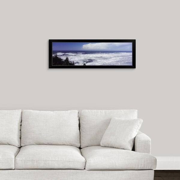 "High surf in Pacific Ocean Tillamook County Oregon" Black Framed Print