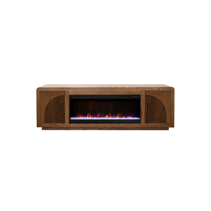 Bridgevine Home Eclipse 82 inch Fireplace TV Stand, for TVs up to 90 inches, Two-Tone Finish