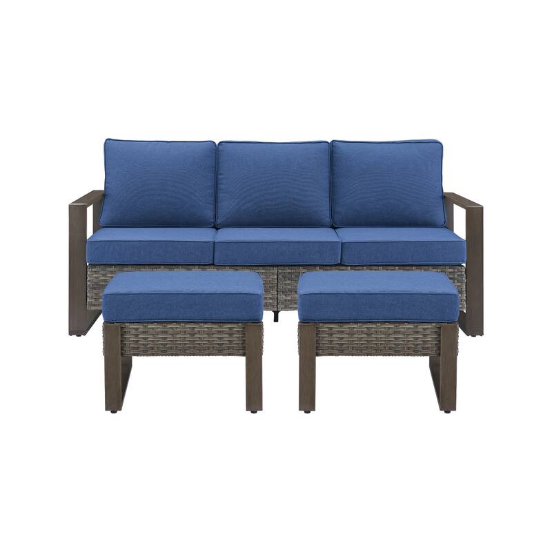 Pocassy Outdoor Sofa, Swivel Chair, Patio Chair Ottoman Set