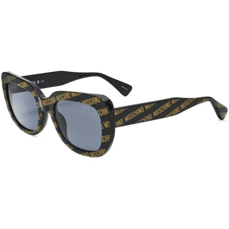 Moschino Women's 53mm Black With Gold Repeating Logo Pattern Sunglasses MOS132-S-7RM-53