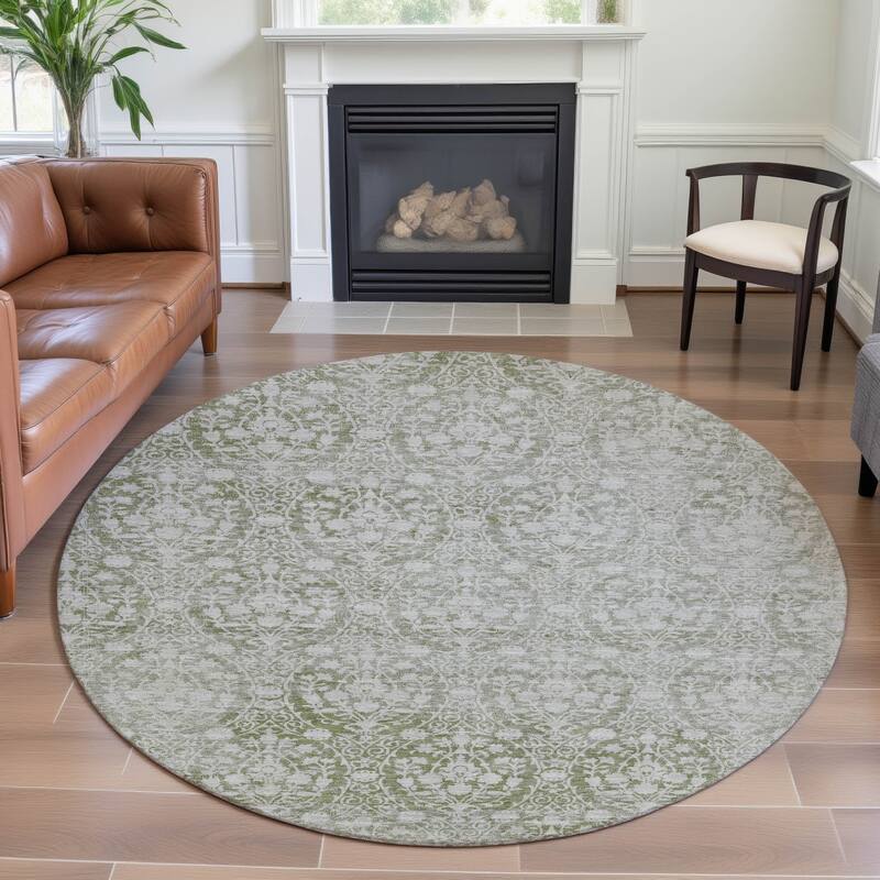 Premium Washable Super Soft Vintage Traditional Mayfield Rug - Aloe - 8' x 8'