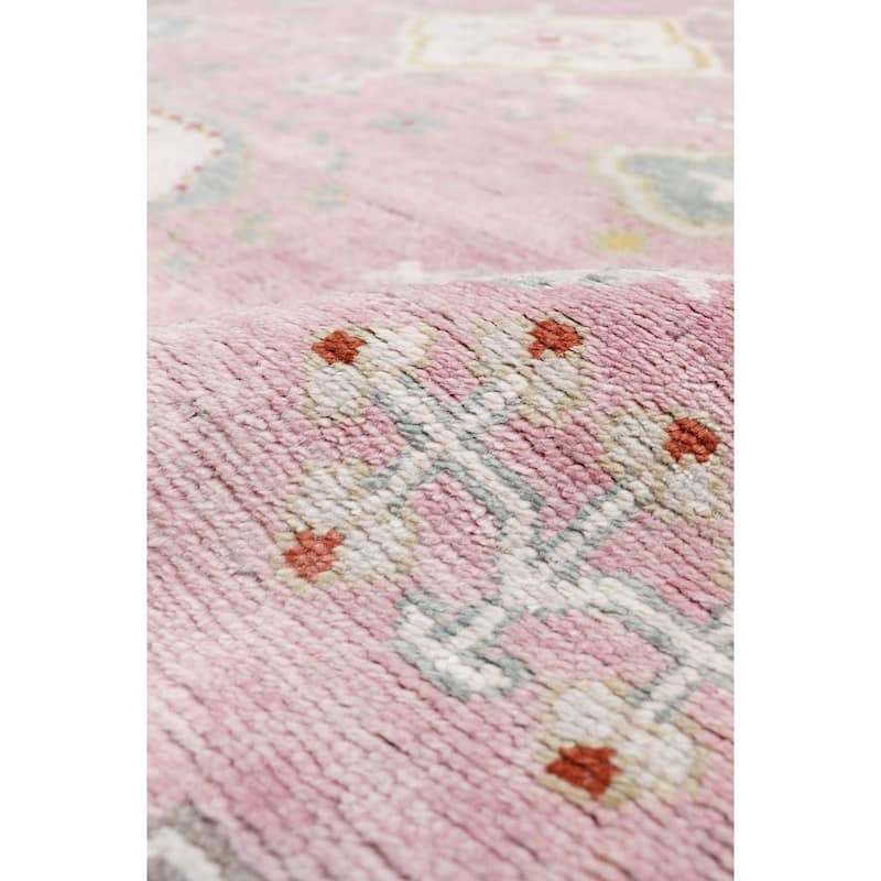 Pasargad Home Khotan Hand-Knotted Pink/Beige Wool Area Rug - 9' 2'' X 11'11''
