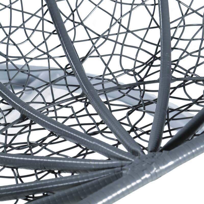 Hanging Swing Chair with Weave Design and Teardrop Shape in Grey Frame